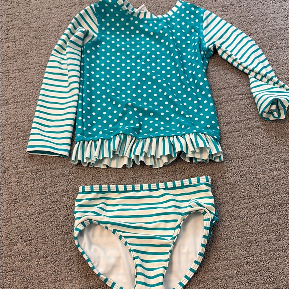 Ruffle Butts Blue and White Bikini with Ruffle Detail